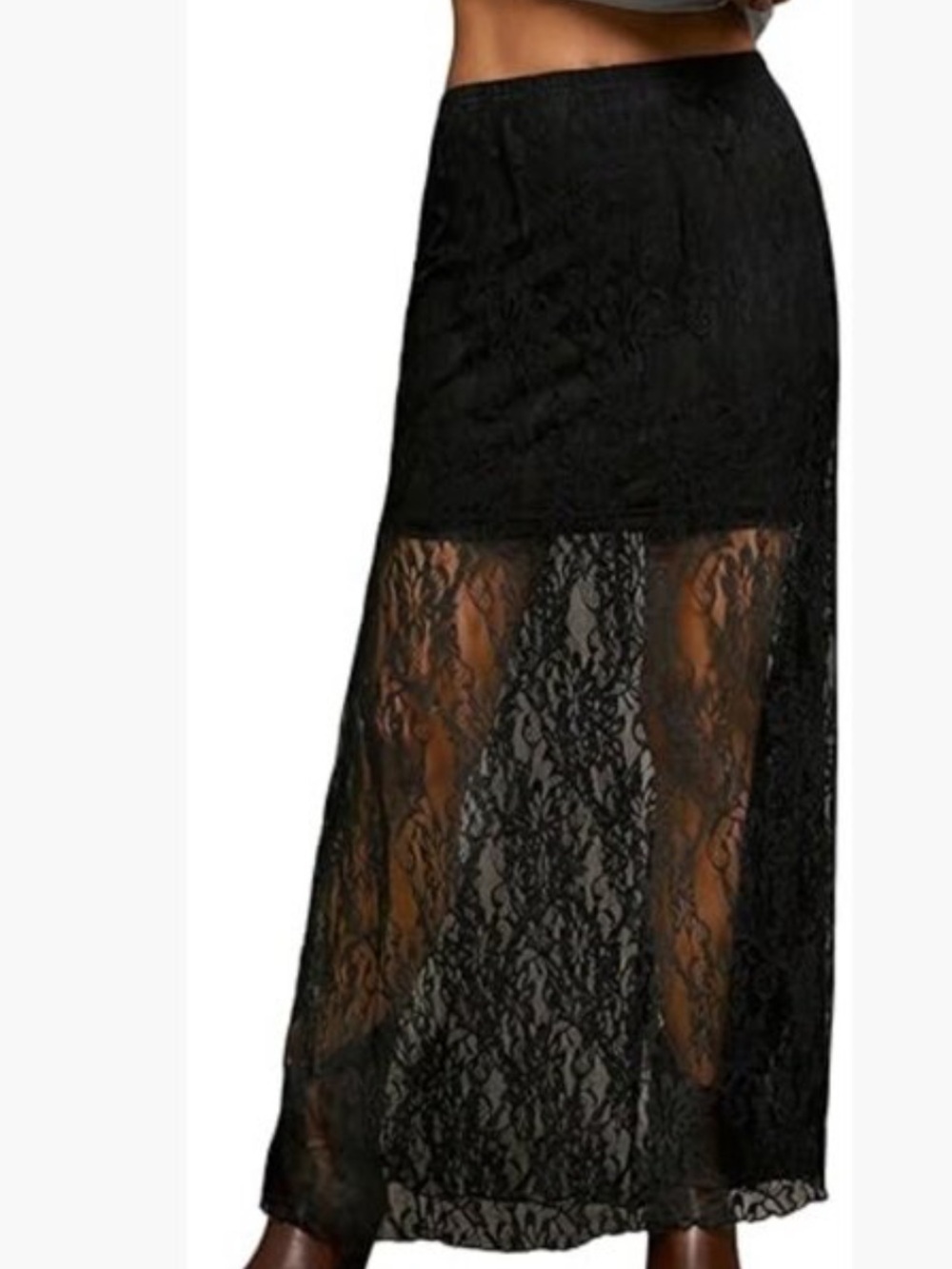 Forever 21 Y2K black lace sexy, sheer, maxi skirt size medium
